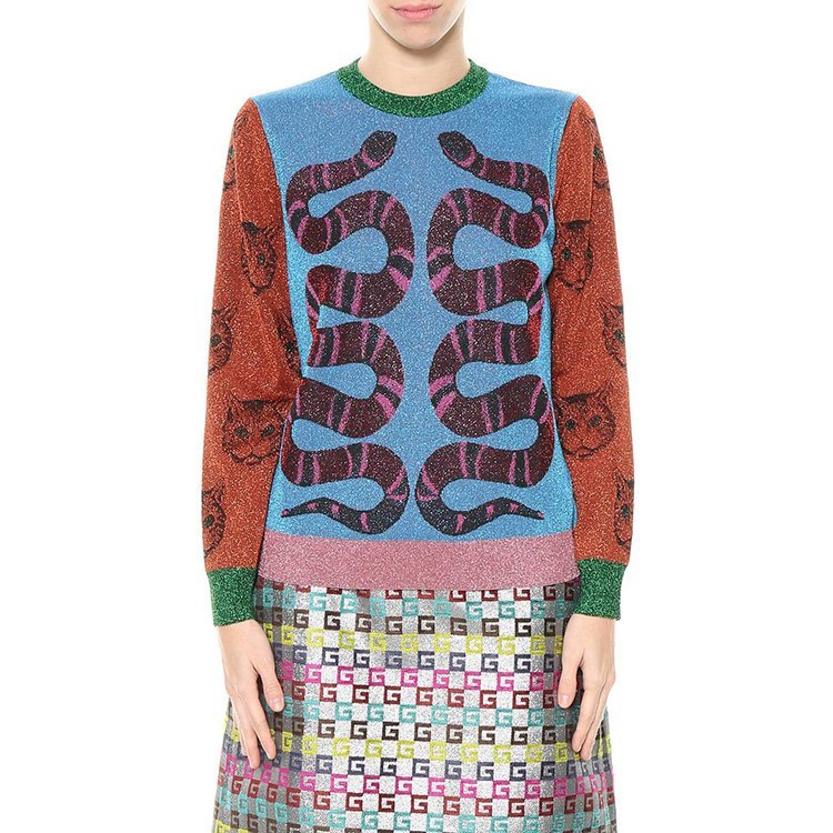 【18年春夏】 古驰/gucci 女士 蛇 撞色 女士针织衫/毛衣