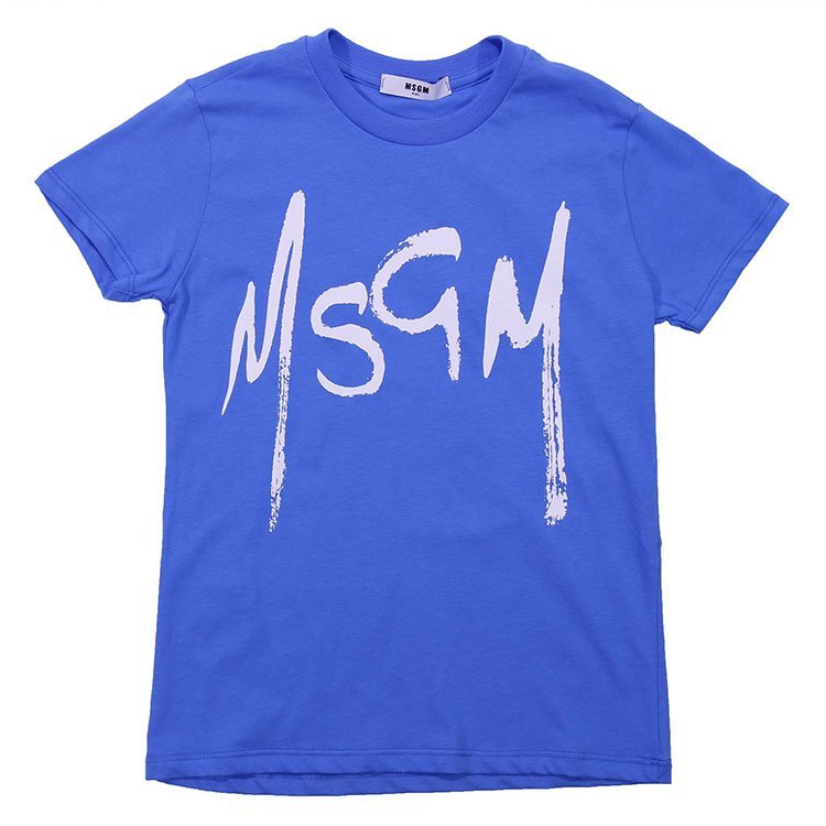 msgm kids/msgm kids 19年春夏 短袖 男童 圆领 logo 蓝色 儿童t恤
