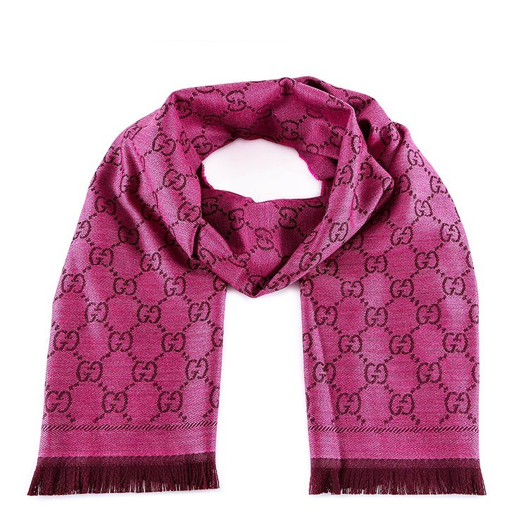 古驰/gucci 18年秋冬 女性 花纹 流苏 粉色 围巾 1334833g200 5573