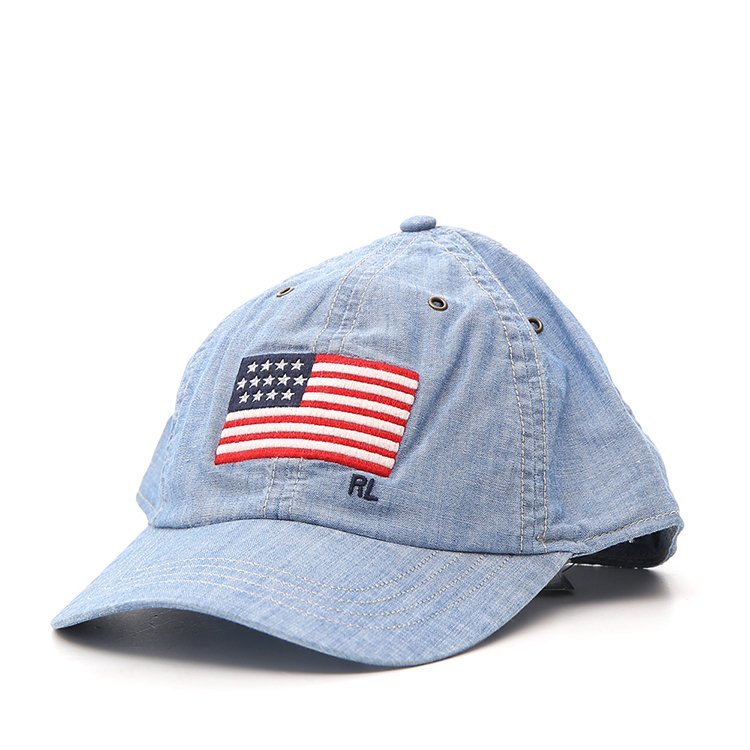 lauren 19年春夏 棒球帽 男性 复古 街头风 牛仔蓝色 帽子