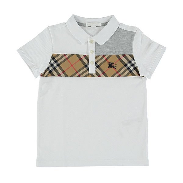 burberry kids/burberry kids 19年春夏 男童 短袖 格纹 白色 儿童t恤