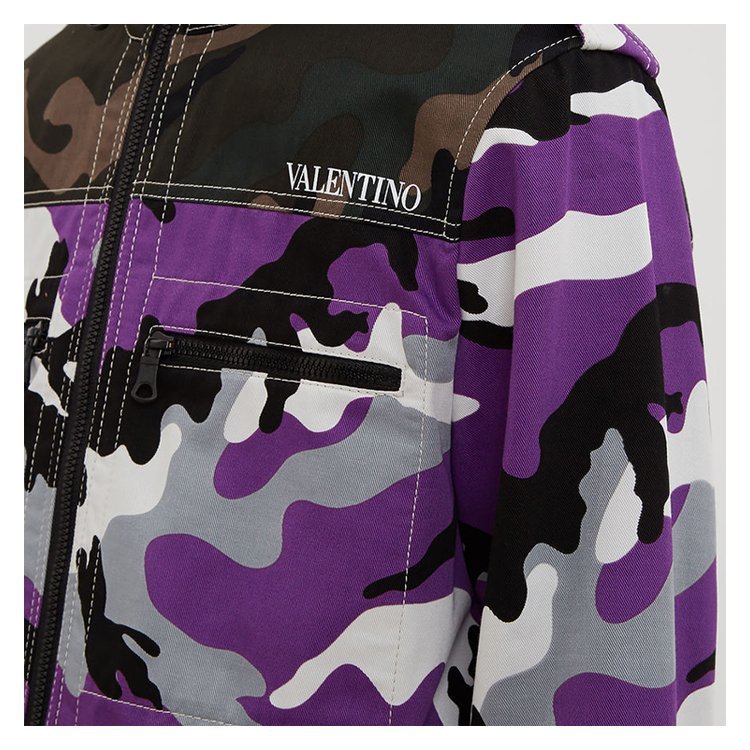 华伦天奴/valentino 18年秋冬 拉链 男士 迷彩 紫色 男士夹克 qv3cib